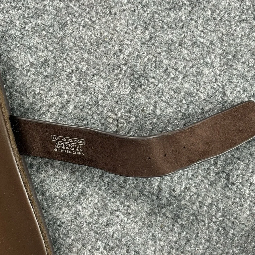 Zara Sandals Women's US 9 Brown Leather Buckle Slide Flat Minimalist Strappy NWT - Picture 11 of 13
